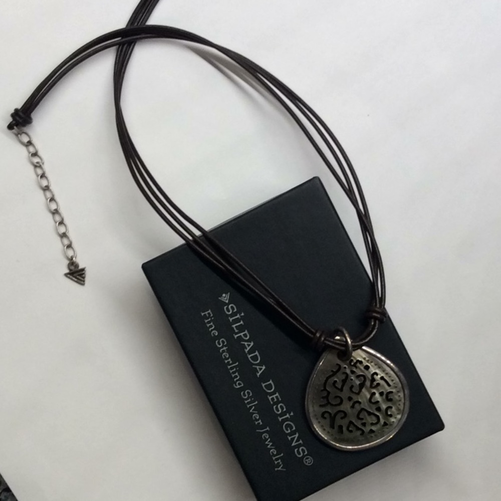 Silpada Abalone Shell And Leather Cord Necklace - image 1